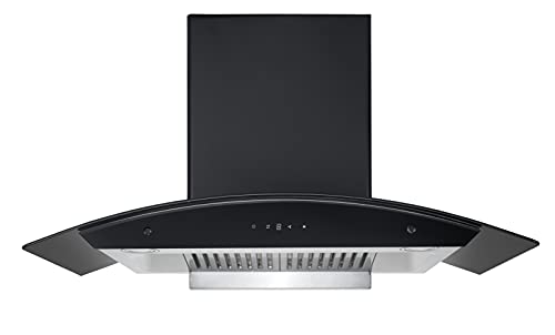 Image of Carysil Sam 90 cm 1000 m /hr Heat Auto Clean Kitchen Chimney - Digital Display | Touch control | Angle filter system | Black body /black Glass | Oil Collector