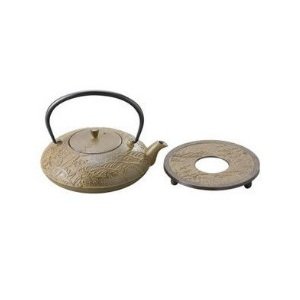Amazon | 及源（OIGEN) 南部鉄急須 茶こし付 平型草花 0.6L 瓶敷セット