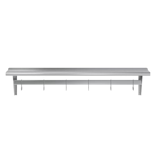 Image of AmGood 60 inch Long X 12 inch Deep Stainless Steel Wall Mounted Pot Rack with Shelf | NSF Certified