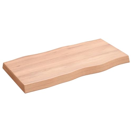 Tablero de mesa de madera maciza tratada en marrón claro y borde vivo (80x40 cm) 6