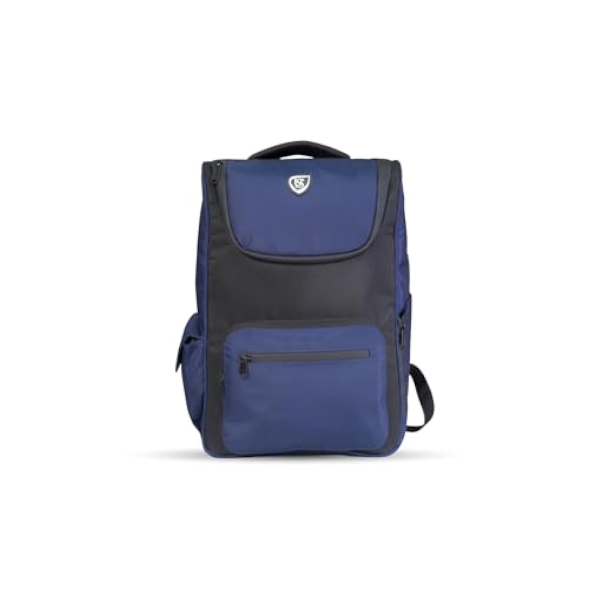 Unisex Casual Navy Blue and Black Tetron Backpack
