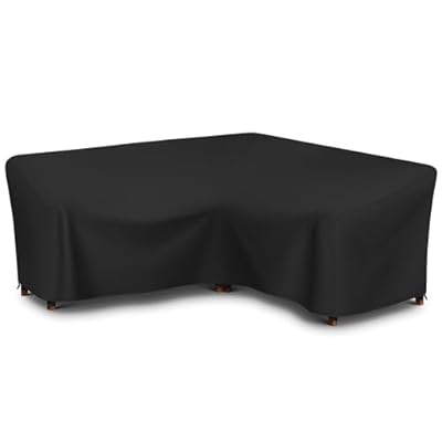 SunPatio Outdoor Sectional Sofa Cover, 420D Waterproof V-Shaped Furniture Couch Covers with Drawstrings and Straps, All Weather Protection, 100" W (on Each Side), Black