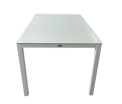 MOMMA HOME Mesa Jardin Aluminio y Cristal TempladoMesa Comedor Rectangular de Exterior 6 Personas Aire Libre Medidas 150x90x74 cm (Blanco) - imagen 5