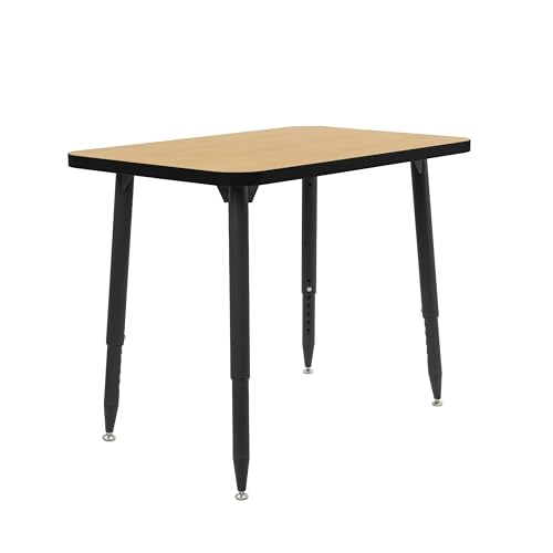 Image of Adapte Commercial Classroom Activity Table - 24 inch x 36 inch Rectangle, ADA Compliant Tapered Legs with Glides & Casters, Adjustable Height 22-34 inch Wheelchair Accessible, School & Office Furniture