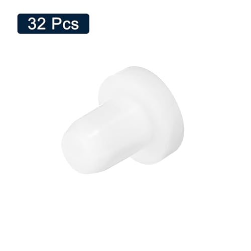 Image of uxcell 32 Pieces White Rubber Stopper, 4.5mm Plug Holes for 4-4.3mm /0.16-0.17 inch Hole
