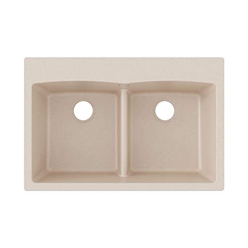 Elkay Quartz Classic ELGDLB3322BQ0 Equal Double Bowl Drop-in Sink with Aqua Divide, Bisque