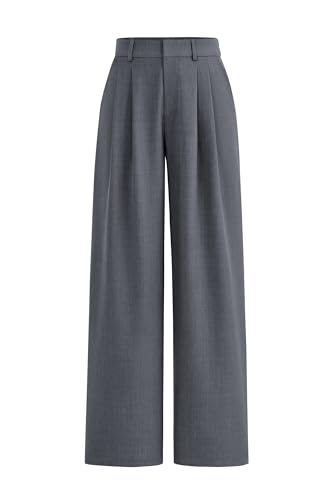 PRETTYGARDEN Women's Summer Elastic High Waisted Work Pants Straight Leg Dressy Business Casual Trousers Slacks Pockets
