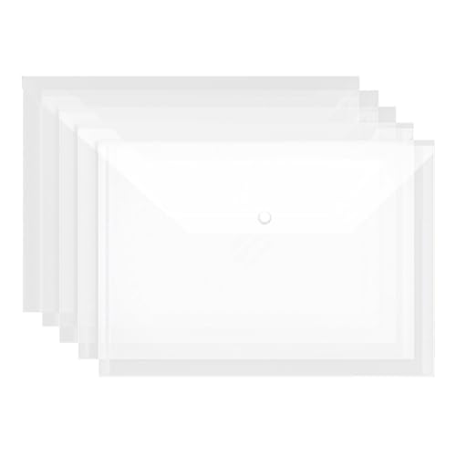 12 Piezas Carpeta A4 Transparente con Botones a Presión Bolsas de Documentos A4 con Botón a Presión Transparente para Organización de Documentos