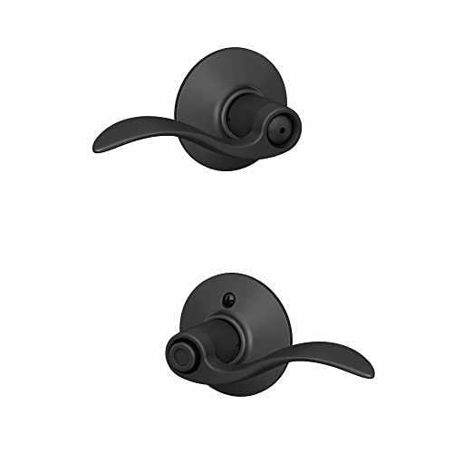 Image of SCHLAGE F40 Acc 622 Accent Door Lever, Bed & Bath Privacy Lock, Matte Black (Pack of 4)