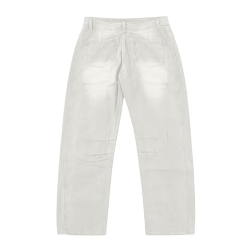 Pantalon en denim à jambe large coupe ample taille haute fluide - 5