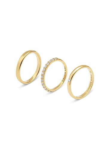 Pack 3 bagues dorées Singularu polyvalentes pour varier vos looks du bureau aux soirées d'été