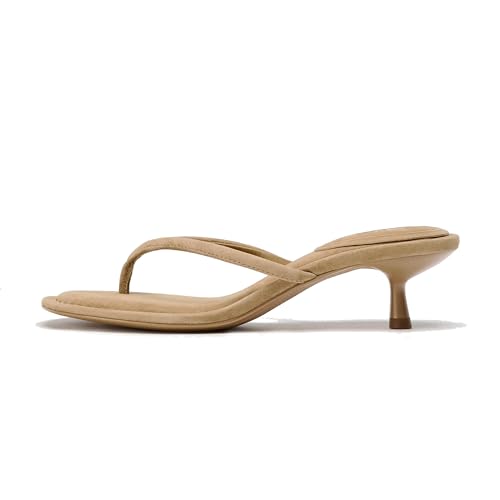 Kitten Heel Thong Sandals for Women Slip-on Low Heeled Sandal Fashion Summer Flip Flops Heels