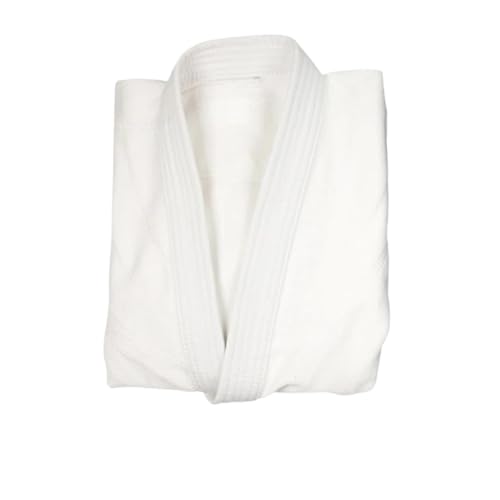 ANQKYO Trajes De Judo Uniforme de Artes Marciales Judo Gi Hecho Profesional, Kimono Blanqueado de Tejido único, Perfecto for competición o Entrenamiento con cinturón Blanco(White,150CM)