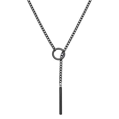 Cadeaux d'Halloween collier ras du cou en Y noir acier inoxydable bijoux gothiques pour elle