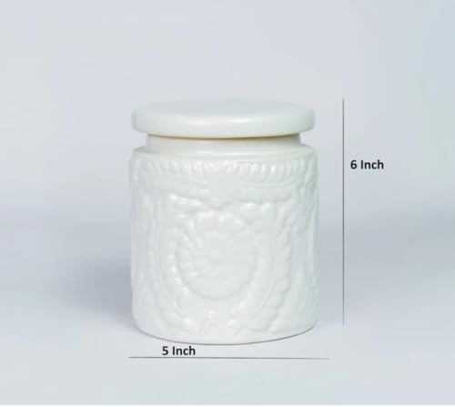 Image of Ceramics Storage Jar 1kg | Jars for Dining Table, Salt Containers, Sugar Storage | Elegant And Durable | Perfect for Kitchen Organization, Food Preservation (White)