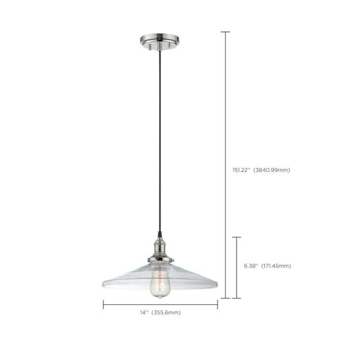 Image of Nuvo Lighting 60 /5404 Vintage Incandescent One Light Pendant Cone Clear Glass Polished Nickel