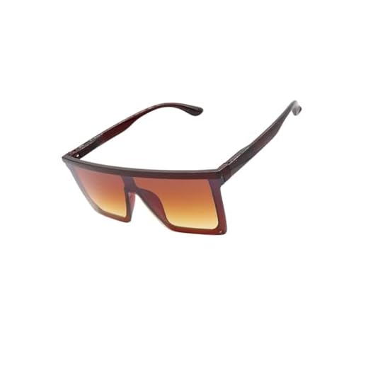 Óculos de Sol Quadrado Premium Escuro Modelo Santorini Grande Mascara Lente Inteira Acetato Original Retro Clássico UV400 Unissex Masculino Feminino - Cacife Brand (Marrom Degrade)