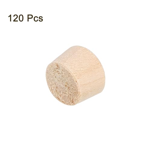 Image of uxcell 120Pcs Wood Button Plugs, 9.5mm /0.37 inch Flat Head Hardwood Screw Hole Plug Wooden Caps Buttons Wood Plug for Furniture Woodworking Craft Decor (11mm x 9.5mm)