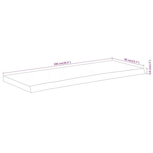vidaXL Tischplatte 100x40x3,8cm Rechteckig Massivholz Akazie Baumkante – Ansicht 3