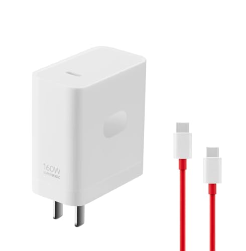 Image of 160W Supervooc Cellular Phone Charger Set With Cable Ultra Fast Charging Compatible With One Plus 12R,12,11,11R,10 Pro,10R,10T,9R,9 Pro,9RT,Nord CE4,CE3,CE2,CE3 Lite,CE2 Lite 5G.,White