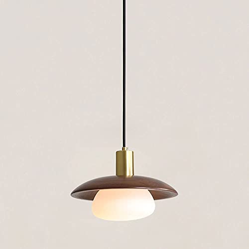 Suspension en bois et verre pour chambre, luminaire ambiance cosy
