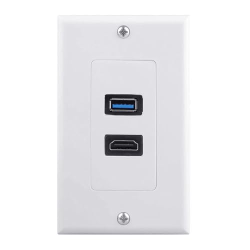 Placa de pared HDTV y USB 3.0 de fácil instalación para una integración perfecta en cualquier habitación con alta resolución
