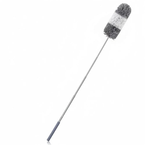 Image of Tanlade 1 Pcs Microfiber Feather Duster for Cleaning, Extendable 13-31 Inch Ceiling Fan Duster with Bendable Head, Washable Tools for Ceiling Fans, Furniture, Car, Cobwebs (Gray White)