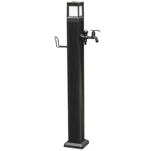 Columna de Agua para jardín Independiente Columna de Agua para Exteriores, (Columna de Agua para jardín con energía Solar y luz LED - Grifo Vertical para Exteriores de Acero Inoxidable de 45