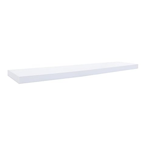 Rebecca Mobili Set of 2 Wall Hanging Shelves Floating Shelf Wood White Entrance Contemporary Style Living Room Home Decoration - 3,8 x 100 x 25 cm (H x W x D) - Art. RE6061 Cover