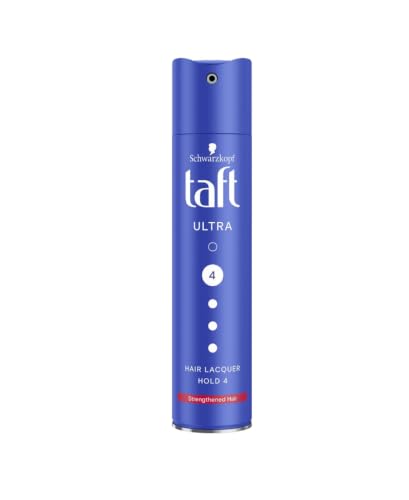TAFT ULTRA HAIR SPRAY LEVEL 4 Hairspray, 250 ml, Taft ULTRA hairspray for strengthened and resistant hair, Hold level 4, Up to 24-hour hold without clumping, Helps protect hair from drying, Pack of 1