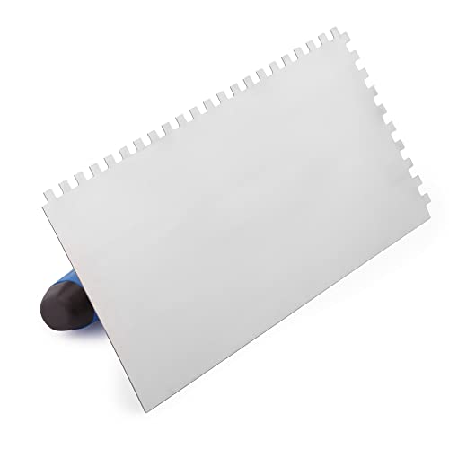 Miniatura 6 de Mivos Llana Dentada 6 X 6, Acero Inoxidable, 270 X 130 Cm, Con Mango Suave, Paleta De Alisado Inoxidable Con Dentado De 6 Mm, Fabricada En La Ue
