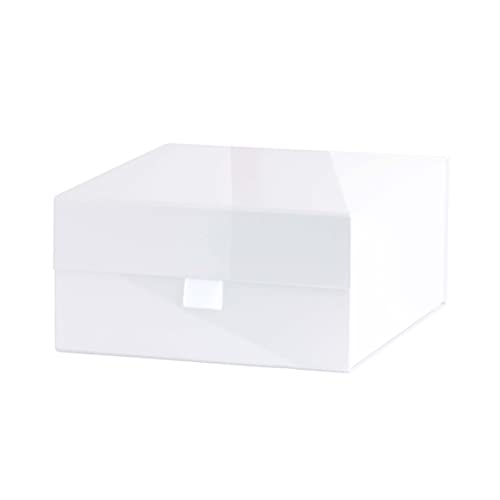Purple Q Crafts 1 Pack White Hard Gift Box With Magnetic Closure Lid 8"X8"X4" Square Favor Boxes With White Glossy Finish (1 Box) #TOP1