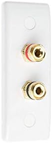 2 X Slimline 2 Post Surround Sound Speaker Wall Plate with Gold Binding Posts + 2 X Flush Fit Back Boxes NO SOLDERING REQUIRED