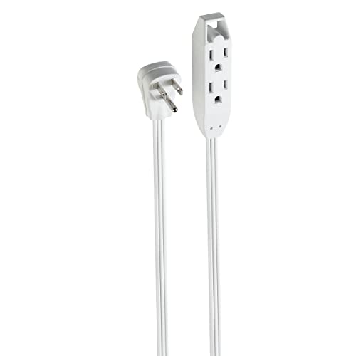 Globe Electric 24202 6.5ft Medium Duty 3-Outlet Indoor Extension Cord, Grounded, White