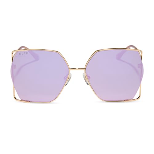 DIFF Donna IV Oversized geometric sunglasses for women UV400, Gold + Taupe Mirror3