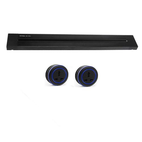 Enchufe de carril extraíble, regleta de 6000 W con adaptador universal extraíble de 2500 W para cocina, oficina, material escolar,Black-40CM