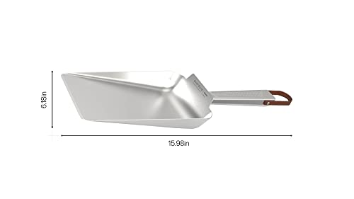 Everdure Stainless Steel Charcoal Shovel, Metal Scoop For Charcoal And Wood Pellets, Built-In Leather Hang Strap For Easy Storage, Ideal Bbq Tool For Charcoal Or Pellet Grill, Silver #TOP4