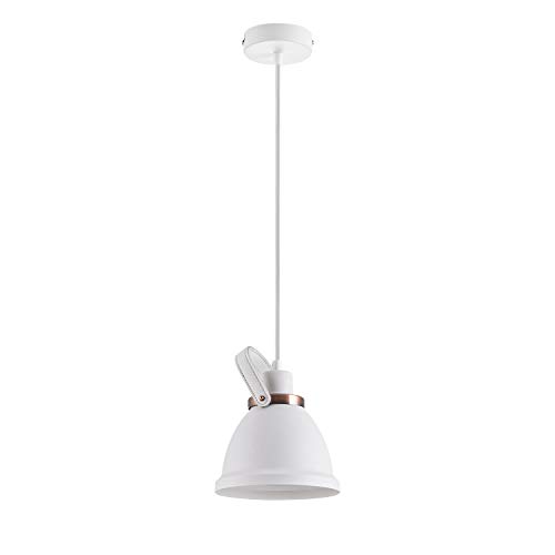 Paco Home Lámpara De Techo Suspendida Salón Y Despacho Diseño Industrial E27, Bombilla: Sin bombillas, Color: Blanco Cobre