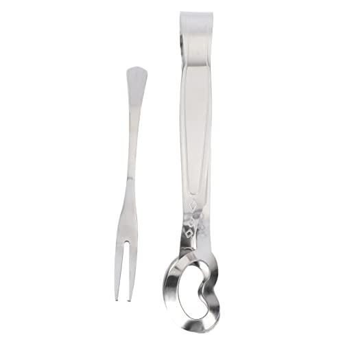 TOPBATHY 2piezas Pinzas y Tenedor Para Caracoles Acero Inoxidable Práctico y Compacto Adecuado Para Sushi Huevos
