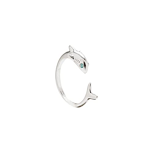 Pura Vida Silver-Plated Shark Week Stackable Ring - Brass Base Band, Stylish Design - Size 7 #TOP30