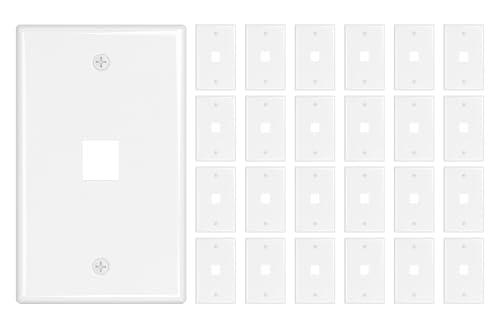 Image of iwillink 1-Port Keystone Wall Plate 25-Pack, Low Profile Ethernet Wall Plates for Keystone Jack, White