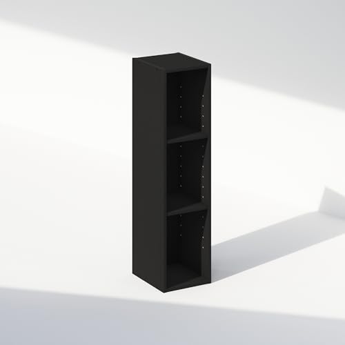 Image of Furinno Reed 3-Tier Closet Organizers and Storage, Closet Organizer, Open Shelf Closet Storage, for Wardrobe, Bedroom, Living Room, 8-Inch Width, Blackwood