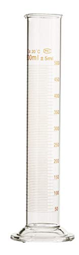 Glass Graduated Measuring Cylinder with 5 ml Graduation, 500ml (pack of 2)