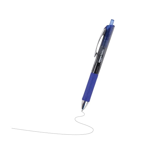 Image of Amazon Basics Retractable Gel Pens, Fine Point 0.7mm, Smooth Writing, No-Smear Ink, Blue, 12-Pack