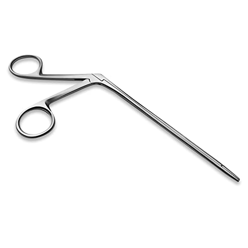 DEXSUR Precise ENT Procedures with Alligator Ear Forceps - Curved Jaw Design, Non-Slip Grip Handle, Fine-Tip, Reusable and Easy to Clean - 5.5 Inches