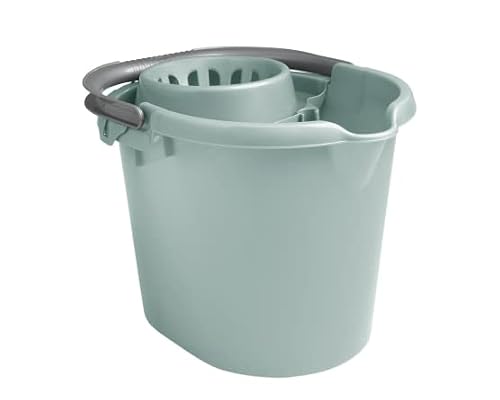 M1ss Silver Sage 16L Litre Mop Bucket With Removable Wringer For Floor Cleaning - Easy Grip Carry Handle With Pouring Spout - Commercial And Household Use (Silver Sage)