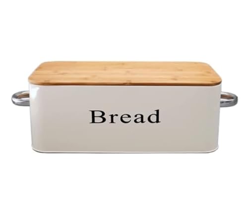 MEIZHITU Panera Contenedor De Cocina Caja De Pan Meatl con Tapa Bambú, Contenedor Almacenamiento, Cocina para Mesa(36.6 * 13.5 * 18cm)