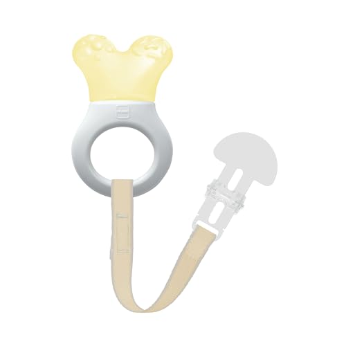 MAM Mini Cooler & Clip Dentaruolo, Massaggia gengive neonati 2+ mesi rinfrescante e lenitivo, Neonato accessori utili facili da afferrare, Con catenella portaciuccio in velcro e clip, Neutro