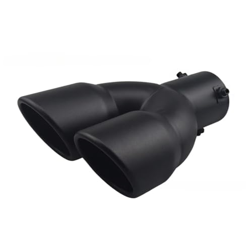 Buse silencieux double sortie en acier inoxydable noir mat pour tuyau d'échappement 60mm