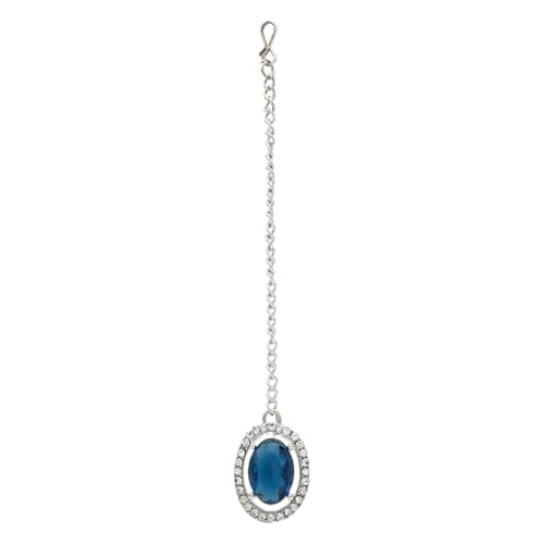 Image of I Jewels Silver Plated Stylish Design Crystal Diamond Necklace With Earrings & Maang Tikka Jewellery Set for Women